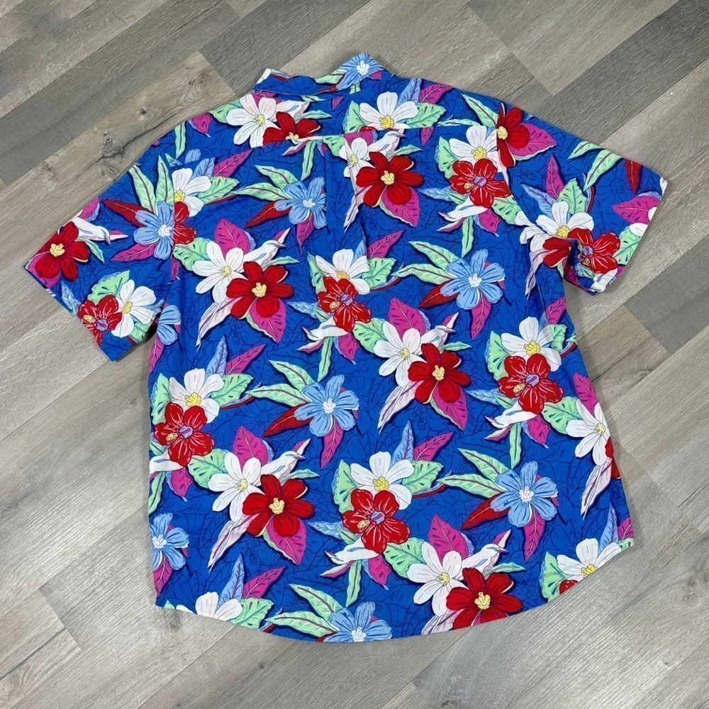 Vineyard Vines Tropical Print Button Front Slim Fit Murray Shirt Blue XL - Picture 8 of 11